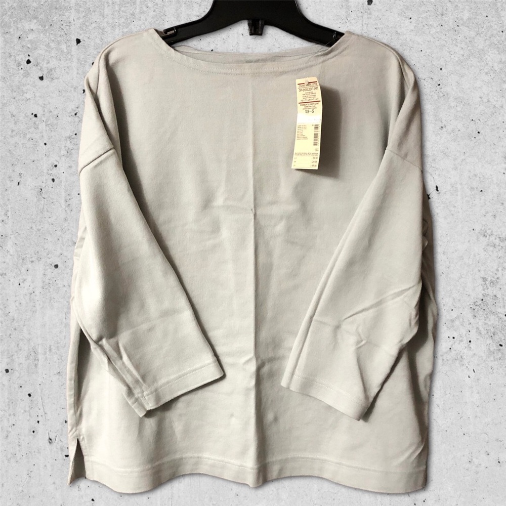MUJI • Boatneck/Off Shoulder T-Shirt • Light Grey • 100% Cotton • XS-S